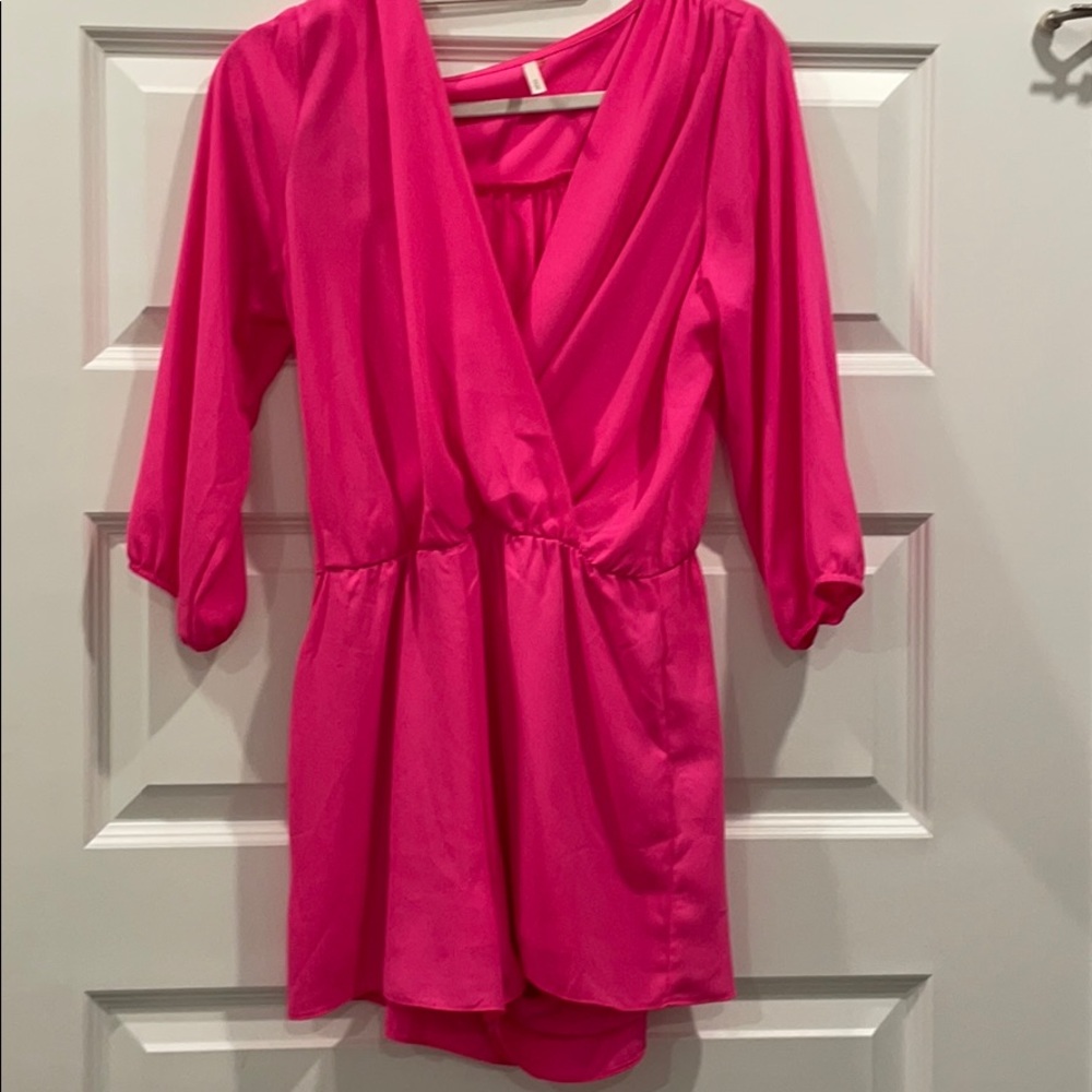 Sage Bright Pink Romper! Size medium